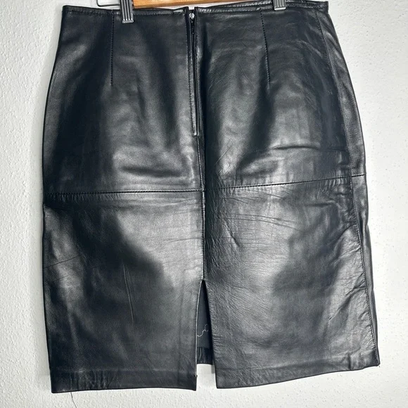 Chic Black genuine Leather Pencil Skirt size M/L Great condition - Picture 2 of 9